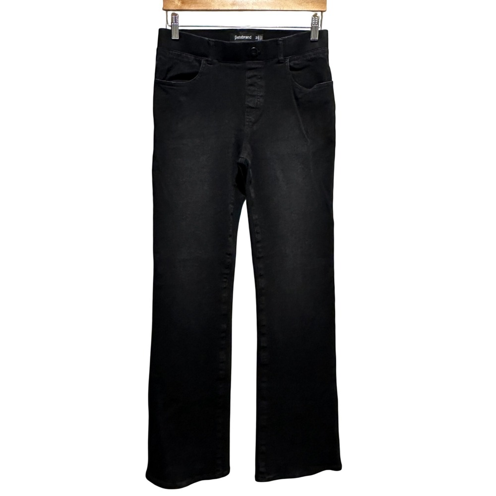 Betabrand Pull On Jeans Womens Medium Long Black Straight Leg Casual Stretch